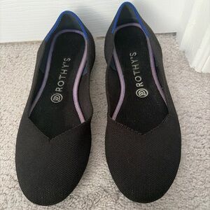 Rothy's The Flat Shoes Womens Size 9.5 Black Knit Ballet Flats Washable Casual